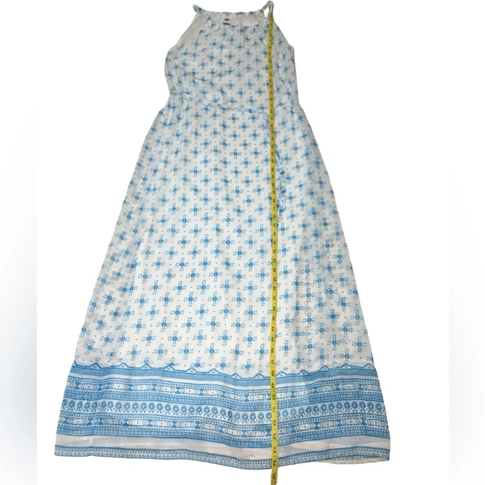 NWT Old Navy Geometric Print White Blue Long Maxi Dress - Women’s XS - Picture 6 of 12